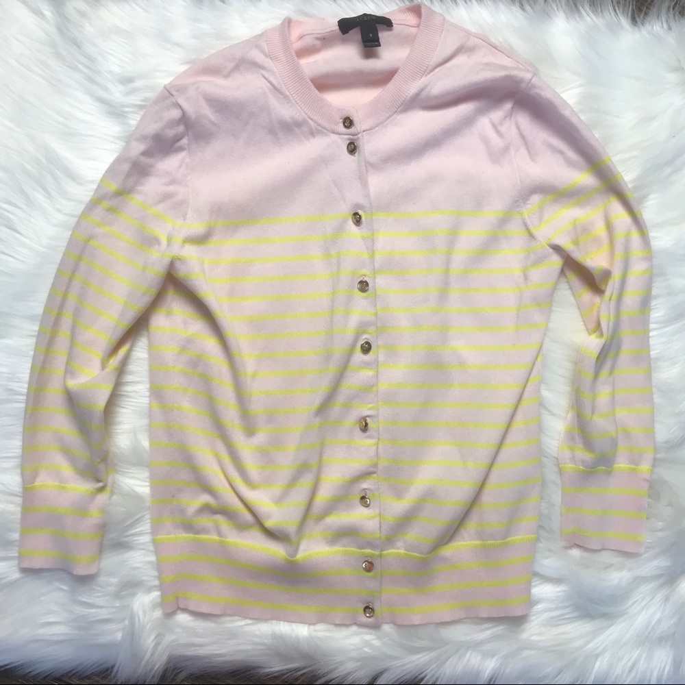 J.Crew Jackie Cardigan. Stripe. Anchor Buttons - S